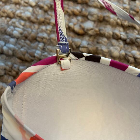 Kate Spade New York One-Piece Bandeau Swimsuit – Multicolor Geo Print – Size M - Picture 5 of 6